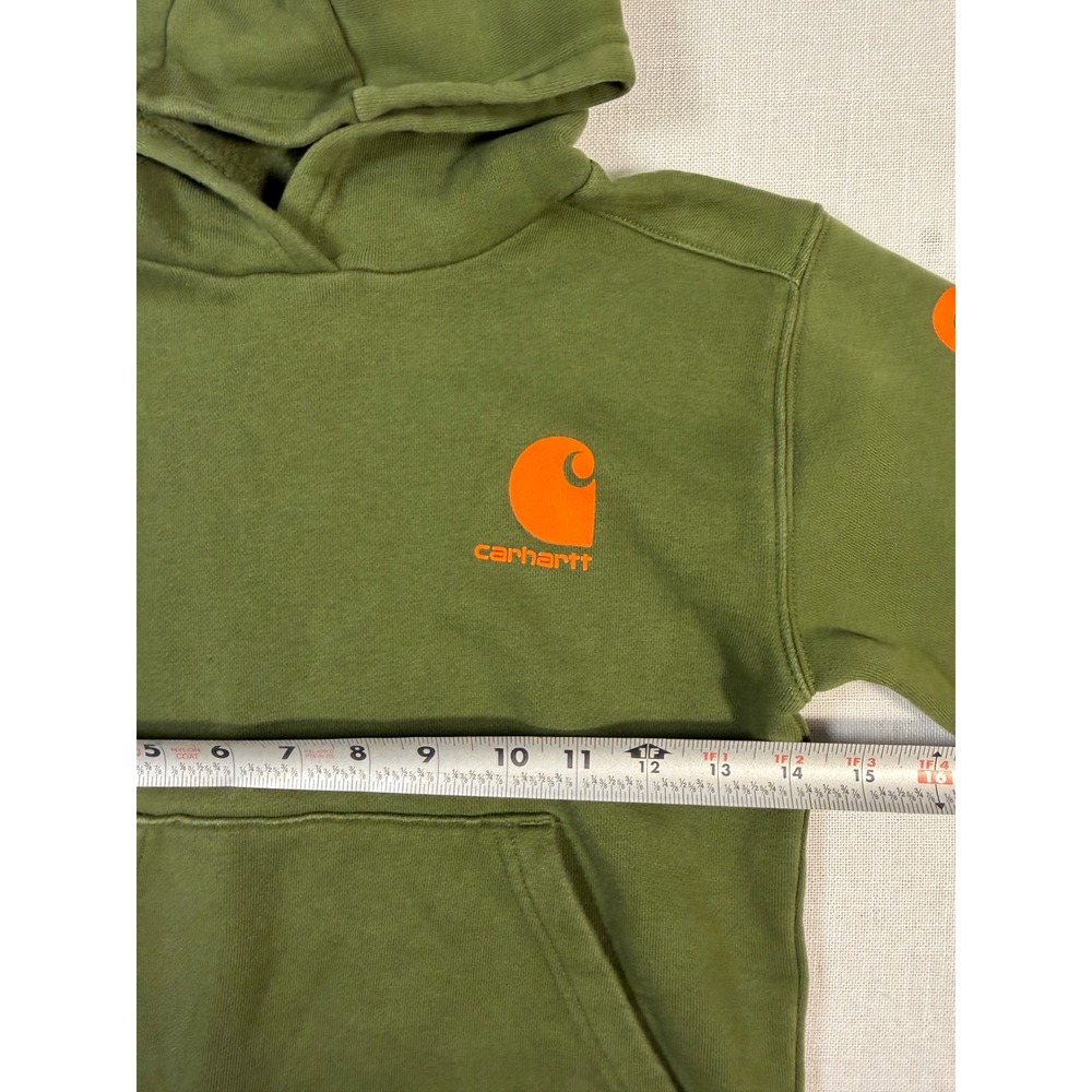 Carhartt Kids Olive Green Logo Graphic Hoodie Sweatshirt Size S 8-10 - Picture 9 of 9
